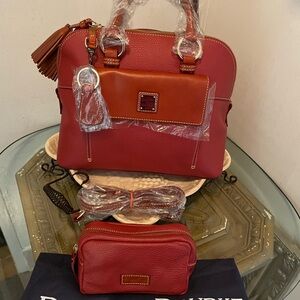 Dooney & Bourke Red Leather Handbag Set
